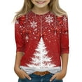 thumbnail image 1 of Grblisyd Christmas Gifts for Kids, Christmas Shirts for Girls Size 10-12 3/4 Sleeve Casual Merry Christmas Shirt Cute Snowflake Snowman Print T-Shirts Crewneck Holiday Tops White 7-8 Y, 1 of 4