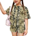 thumbnail image 1 of Grblisyd Cute Outfits for Girls 10-12 Camo Crew Neck Short Sleeve Maple Leaf Print Tops and Elastic Waist Shorts, 1 of 6