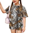thumbnail image 1 of Grblisyd Cute Outfits for Girls 10-12 Camo Crew Neck Short Sleeve Maple Leaf Print Tops and Elastic Waist Shorts, 1 of 6