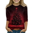 thumbnail image 1 of Grblisyd Cute Tops for Girls 3/4 Sleeve Christmas Shirts Shiny Xmas Tree Print Cute Graphic Shirts T Shirts Kids 10-12 Years Kids Clothes Deep Red 150, 1 of 5