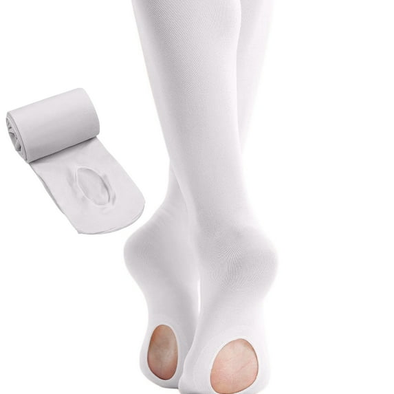 Grblisyd Dance Tights for Girls Convertible Girls' Ballet Tights Opaque Leggings for Toddler, Kids White 5-8 Y