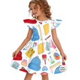 thumbnail image 1 of Grblisyd Dresses for Girls Back to School Pencil School Bus Print Dress Summer Flutter Sleeve A Line Dresses Outfits 7-8T, 1 of 4