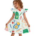 thumbnail image 1 of Grblisyd Dresses for Girls Back to School Pencil School Bus Print Dress Summer Flutter Sleeve A Line Dresses Outfits 7-8T, 1 of 4
