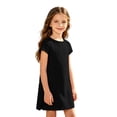 thumbnail image 1 of Grblisyd Dresses for Girls Kids Casual Crewneck Loose Short Sleeve Dress Solid Color Midi Dress 10-12 Years, 1 of 6