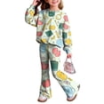 thumbnail image 1 of Grblisyd First Day of School Outfits for Girls Kids 2 Piece Crew Neck Long Sleeve Sweatshirt & Elastic Waist Flare Pants Fall Winter Clothing for 2-8Y, 1 of 7