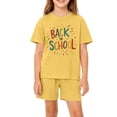 thumbnail image 1 of Grblisyd First Day of School Boys Girls Two Piece Sets Cute Letter Print Short Sleeve Tshirts and Elastic Waist Shorts Summer Outfits Size 1-12, 1 of 4