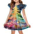 thumbnail image 1 of Grblisyd Girl Christmas Dress Little Kids Cute Flutter Sleeve A-Line Flowy Beach Dresses Fashion Casual Midi Sundress, 1 of 5