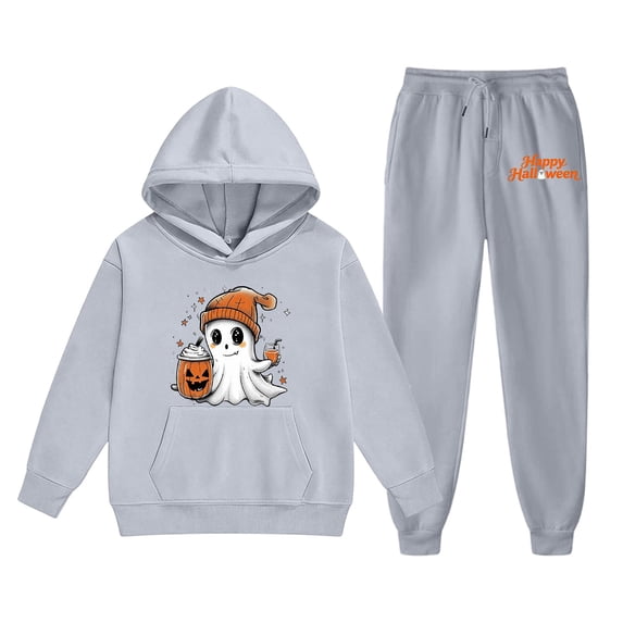 Grblisyd Girl's Boys Hoodie Sweatshirt 2 Piece Casual Outfit Long Sleeve Hooded Jogger Sweatpants Fall Tracksuit Halloween Sweatsuit Set