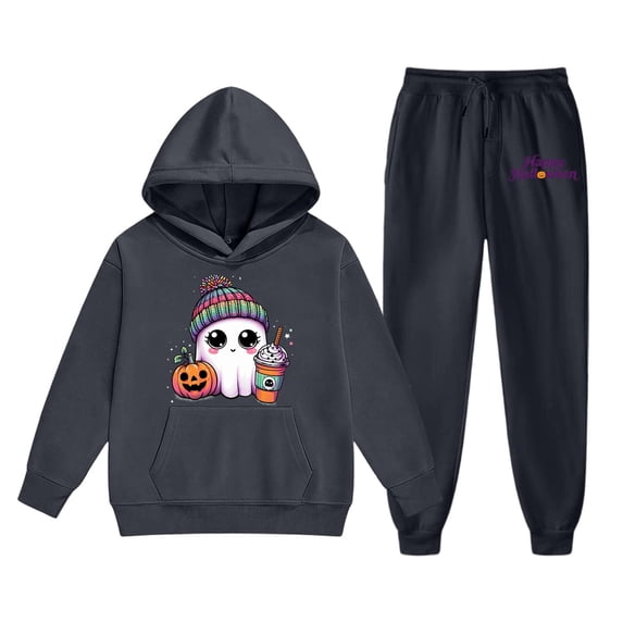 Grblisyd Girl's Boys Hoodie Sweatshirt 2 Piece Casual Outfit Long Sleeve Hooded Jogger Sweatpants Fall Tracksuit Halloween Sweatsuit Set