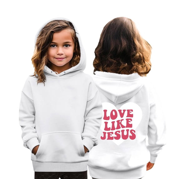 Grblisyd Girl's Christian Graphic Hoodie LOVE LIKE JESUS Hoodies for Kids Jesus Faith Religious Sweatshirts Pullover Tops