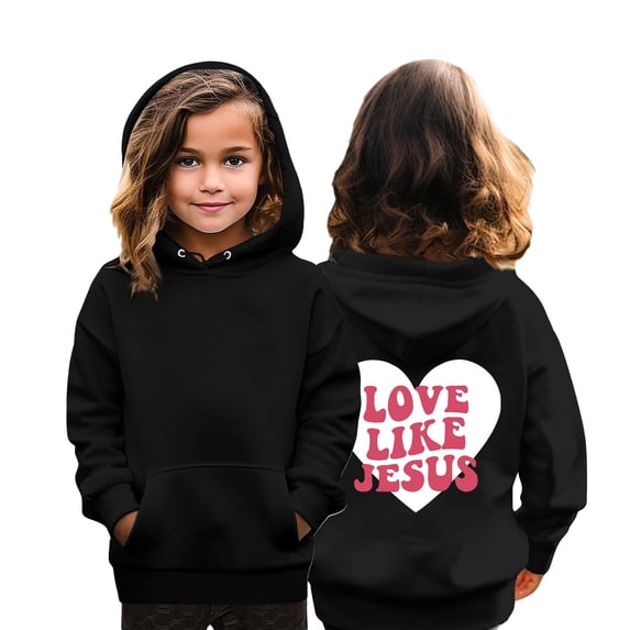 Grblisyd Girl's Christian Graphic Hoodie LOVE LIKE JESUS Hoodies for Kids Jesus Faith Religious Sweatshirts Pullover Tops