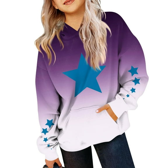 Grblisyd Girl's Cute Hoodies for Girls Youth Long Sleeve Gradient Graphic Tween Tops Cute Sweatshirts Drawstring Pullover Girls Hoodies Kids 10-12 Dark Purple 140