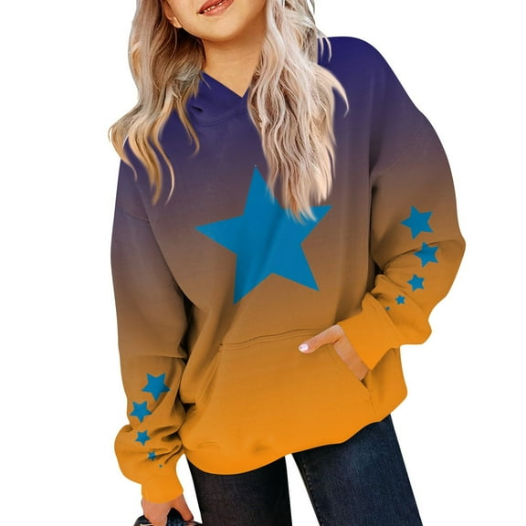 Grblisyd Girl's Cute Hoodies for Girls Youth Long Sleeve Gradient Graphic Tween Tops Cute Sweatshirts for Teen Girls Drawstring Pullover 10-12 Kids Clothes Earthy Yellow 130