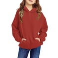 thumbnail image 1 of Grblisyd Girl's Cute Hoodies for Girls Kids 10-12 Youth Long Sleeve Y2K Tween Tops Cute Sweatshirts for Teen Girls Drawstring Preppy Pullover Red 90, 1 of 4