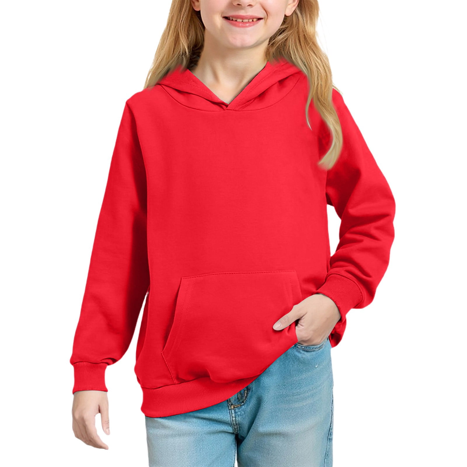 Girl's Cute Hoodies for Girls Youth Long Sleeve Y2K Tween Tops Cute Sweatshirts Drawstring Pullover Girls Hoodies Kids 10-12 Red 150