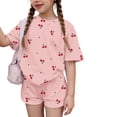 thumbnail image 1 of Grblisyd Girl's Summer Outfits Cute Fruit Print Short Sleeve Crew Neck T Shirt and Elastic Waist Mini Shorts Clothing Set, 1 of 5