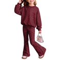 thumbnail image 1 of Grblisyd Girls 2 Piece Outfit Kids Fall Winter Leopard Print Sweatshirt Tops and Trendy Bell Bottom Pants Set Back to School Clothes, 1 of 7