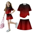 thumbnail image 1 of Grblisyd Girls 2 Piece Outfits Short Sleeve Gradient Top and Mini Skirt Sets Summer Clothes Size 10-12 Years, 1 of 5