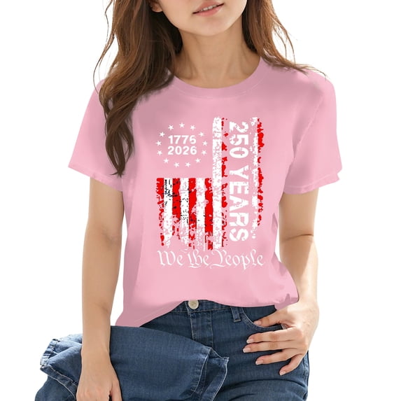 Grblisyd Girls 250 Anniversary USA Shirts 250 Year American Flag Tshirt Girls Patriotic Short Sleeve Crewneck Tee 4th of July Top