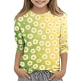 thumbnail image 1 of Grblisyd Girls 3/4 Sleeve T Shirts Kids Cute Floral Print Tops Casual Loose Crewneck Graphic Tees 2-13Y, 1 of 5