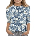 thumbnail image 1 of Grblisyd Girls 3/4 Sleeve T Shirts Kids Cute Floral Print Tops Casual Loose Crewneck Graphic Tees 2-13Y, 1 of 5