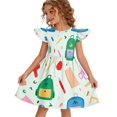 thumbnail image 1 of Grblisyd Girls Back to School Print Dresses Pencil Flutter Sleeve A Line Dresses First Day of School Outfits 3-8Y, 1 of 4