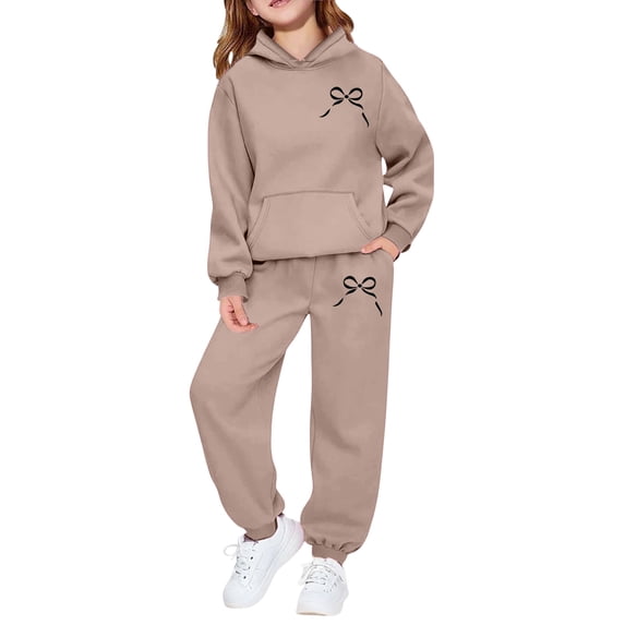 Grblisyd Girls Boys 2 Pcs Tracksuit Athletic Sweatsuits Sets Hooded Sweatshirt and Jogger Sweatpants Clothing Sets for Kids