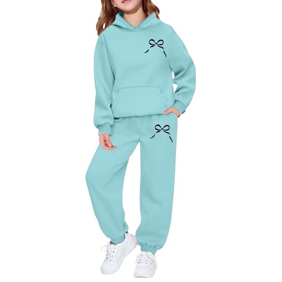 Grblisyd Girls Boys 2 Pcs Tracksuit Athletic Sweatsuits Sets Hooded Sweatshirt and Jogger Sweatpants Clothing Sets for Kids
