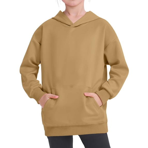 Grblisyd Girls Boys Hoodie Kids Fashion Casual Long Sleeve Solid Color Pullover Sweatshirt with Pocket 10-12Y