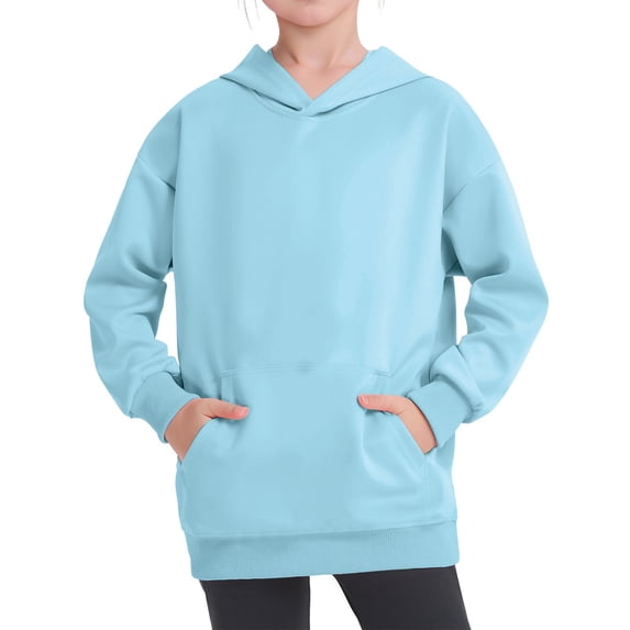 Grblisyd Girls Boys Hoodie Kids Fashion Casual Long Sleeve Solid Color Pullover Sweatshirt with Pocket 10-12Y