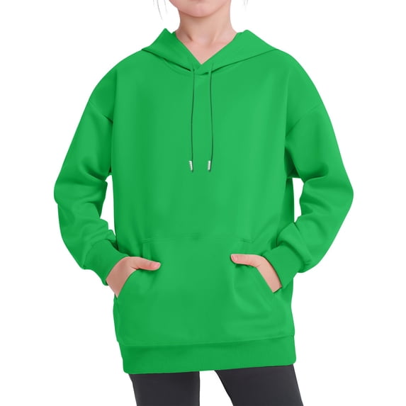 Grblisyd Girls Boys Hoodie Kids Fashion Casual Long Sleeve Solid Color Pullover Sweatshirt with Pocket 10-12Y
