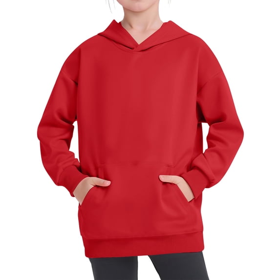 Grblisyd Girls Boys Hoodie Kids Fashion Casual Long Sleeve Solid Color Pullover Sweatshirt with Pocket 10-12Y