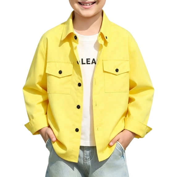 Grblisyd Girls Boys Long Sleeve Button Down Dress Shirt with Chest Pocket Kids Casual & Formal Dress Shirt Breathable Wrinkle Resistant Tee