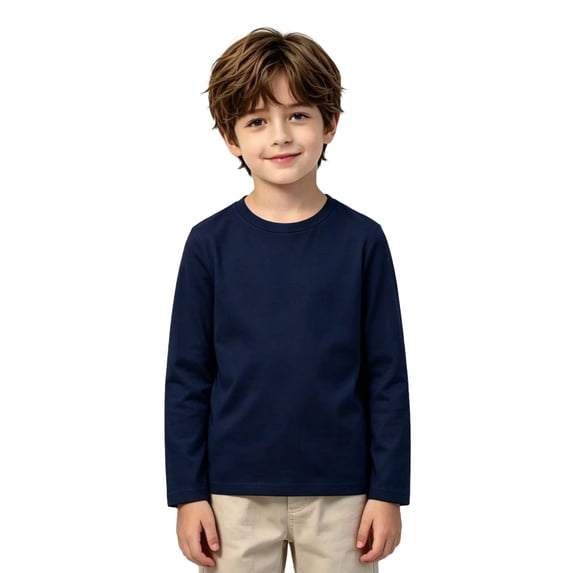 Grblisyd Girls Boys Long Sleeve Tees Soft Fashion T-Shirts Kids Solid Color Crewneck Basic Layering Tee for Everyday Wear