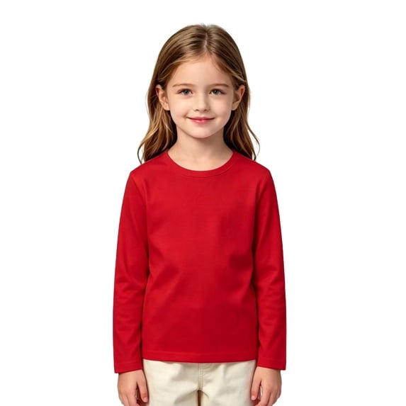 Grblisyd Girls Boys Long Sleeve Tees Soft Fashion T-Shirts Kids Solid Color Crewneck Basic Layering Tee for Everyday Wear