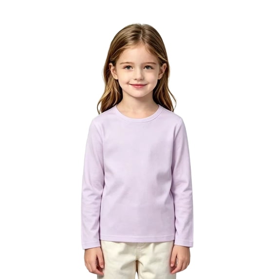 Grblisyd Girls Boys Long Sleeve Tees Soft Fashion T-Shirts Kids Solid Color Crewneck Basic Layering Tee for Everyday Wear