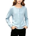 thumbnail image 1 of Grblisyd Girls Button Down Cardigan Kids Long Sleeve Crewneck Uniform Knit Sweater, 1 of 4