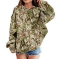thumbnail image 1 of Grblisyd Girls Camo Hoodies Size 10-12 Dressy Casual Long Sleeve Hooded Sweatshirt Trendy Maple Leaf Print Hooded Sweatshirts Youth 2025 Fall Pullover Tops Light Brown 110, 1 of 5