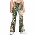 thumbnail image 1 of Grblisyd Girls Camo Pants Flare Leg Kids Camo Maple Leaf Print Pants School Uniform Slacks Preppy Clothes With Button and Pockets, 1 of 6