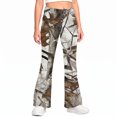 thumbnail image 1 of Grblisyd Girls Camo Pants Flare Leg Kids Camo Maple Leaf Print Pants School Uniform Slacks Preppy Clothes With Button and Pockets, 1 of 6