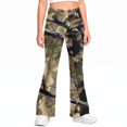 thumbnail image 1 of Grblisyd Girls Camo Pants Flare Leg Kids Camo Maple Leaf Print Pants School Uniform Slacks Preppy Clothes With Button and Pockets, 1 of 6