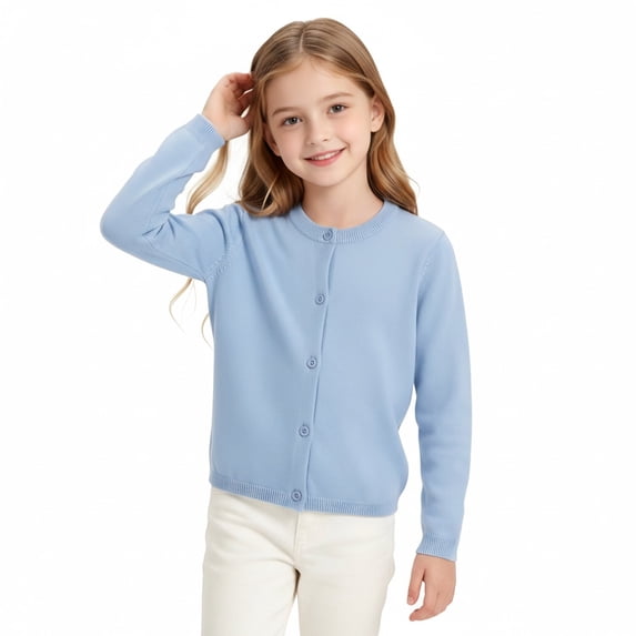 Grblisyd Girls Cardigan Sweater 2026 Fall Kids School Uniforms Casual Button Down Sweaters Tops Winter Warm Jacket