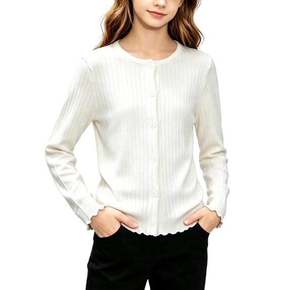 Grblisyd Girls Cardigan Sweater 2026 Fall Kids School Uniforms Casual Button Down Sweaters Tops Winter Warm Jacket