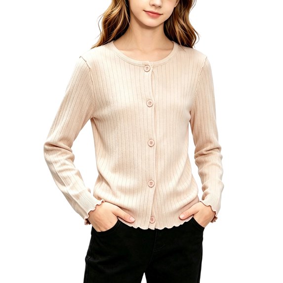 Grblisyd Girls Cardigan Sweater 2026 Fall Kids School Uniforms Casual Button Down Sweaters Tops Winter Warm Jacket