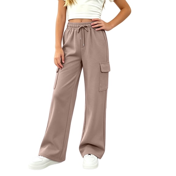 Grblisyd Girls Cargo Sweatpants Casual Athletic Straight Pants with Pockets Joggers Baggy Sweatpants