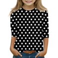 thumbnail image 1 of Grblisyd Girls Casual 3/4 Sleeve T Shirts Kids Cute Floral Print Crewneck Tops Fashion Tees Blouse, 1 of 4