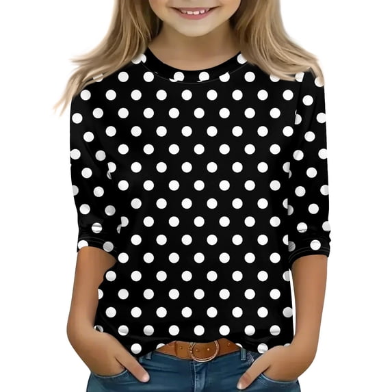 Grblisyd Girls Casual 3/4 Sleeve T Shirts Kids Cute Floral Print Crewneck Tops Fashion Tees Blouse