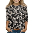 thumbnail image 1 of Grblisyd Girls Casual 3/4 Sleeve T Shirts Kids Floral Print Crewneck Tops Fashion Tees, 1 of 4