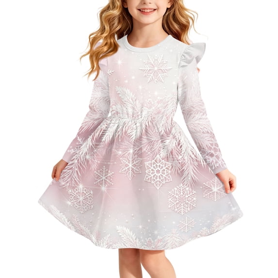 Grblisyd Girls Christmas Dress Flutter Long Sleeve Fall Winter Dresses ...