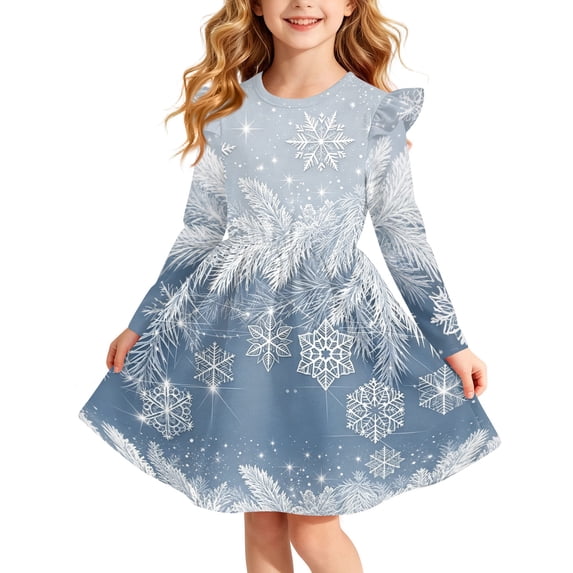 Grblisyd Girls Christmas Dress Flutter Long Sleeve Fall Winter Dresses ...